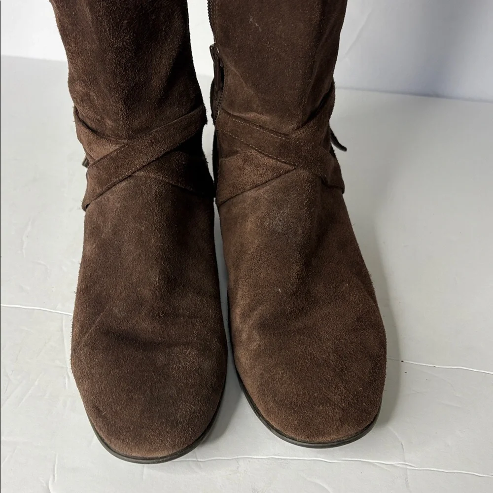 Antonio Melani Brown Suede Over the Knee Boots w/Harness Straps